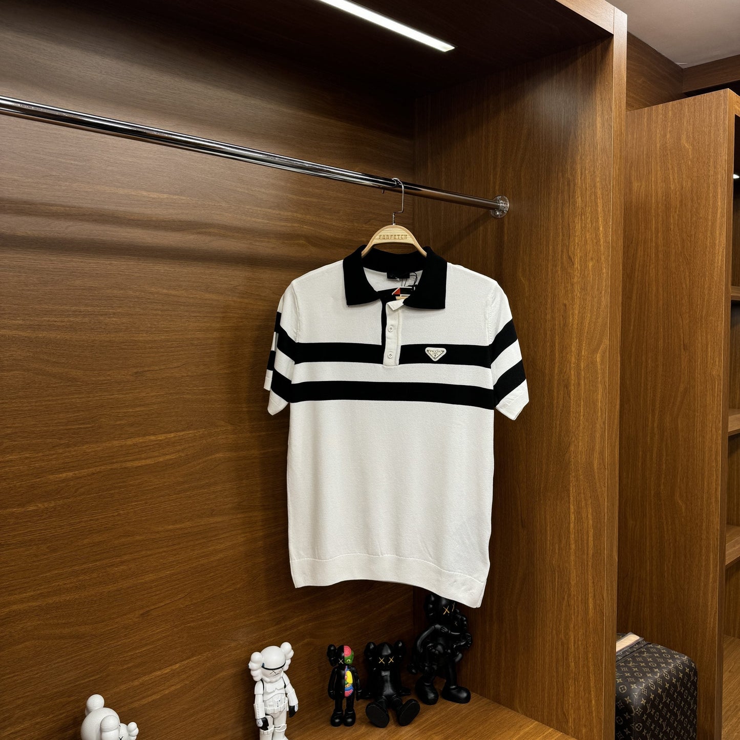 Pr!da Örme Triko T-SH!rt Beyaz