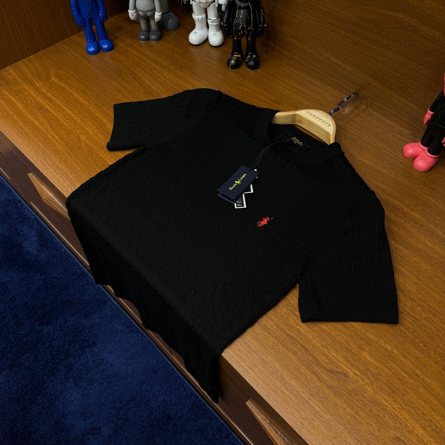Po!o Ralph Lauren BisiK!et Yaka Örme Triko T-SH!rt Siyah