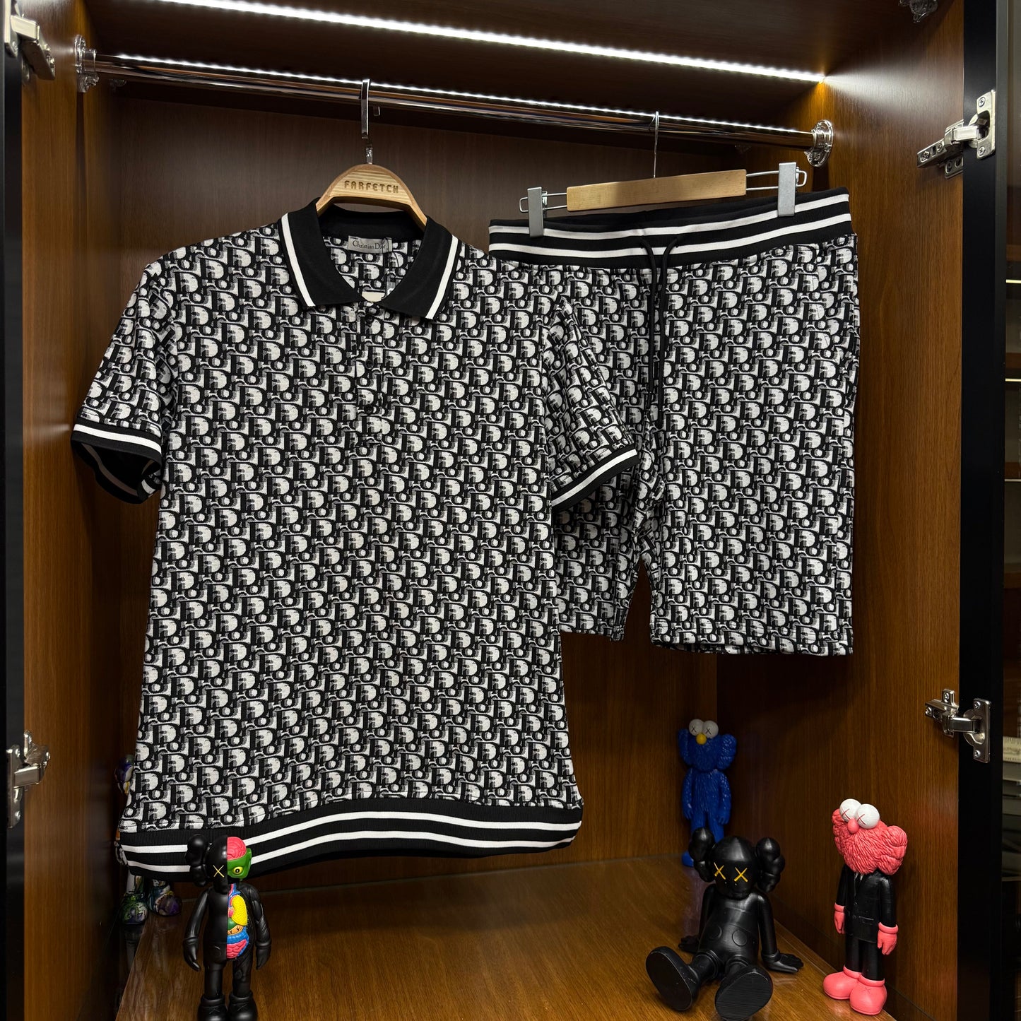 D!or Yakalı Şortlu Takım Siyah