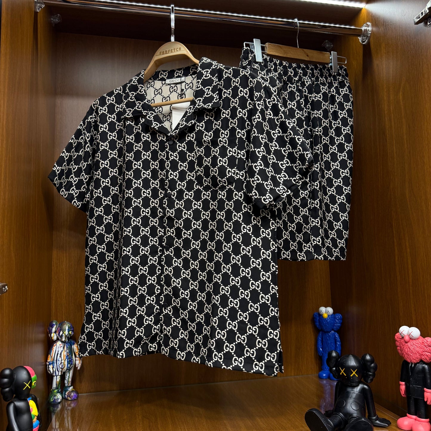 Gucci Yakalı Şortlu Takım Siyah