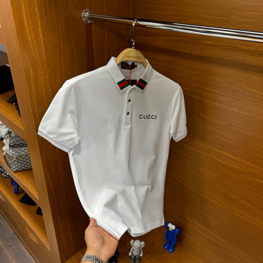 Gucci İthal Yakalı Beyaz T-Shirt