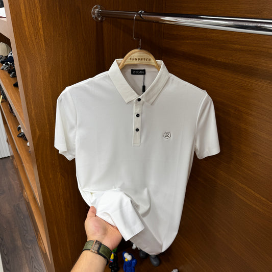 Zegna İthal Beyaz Polo Yaka