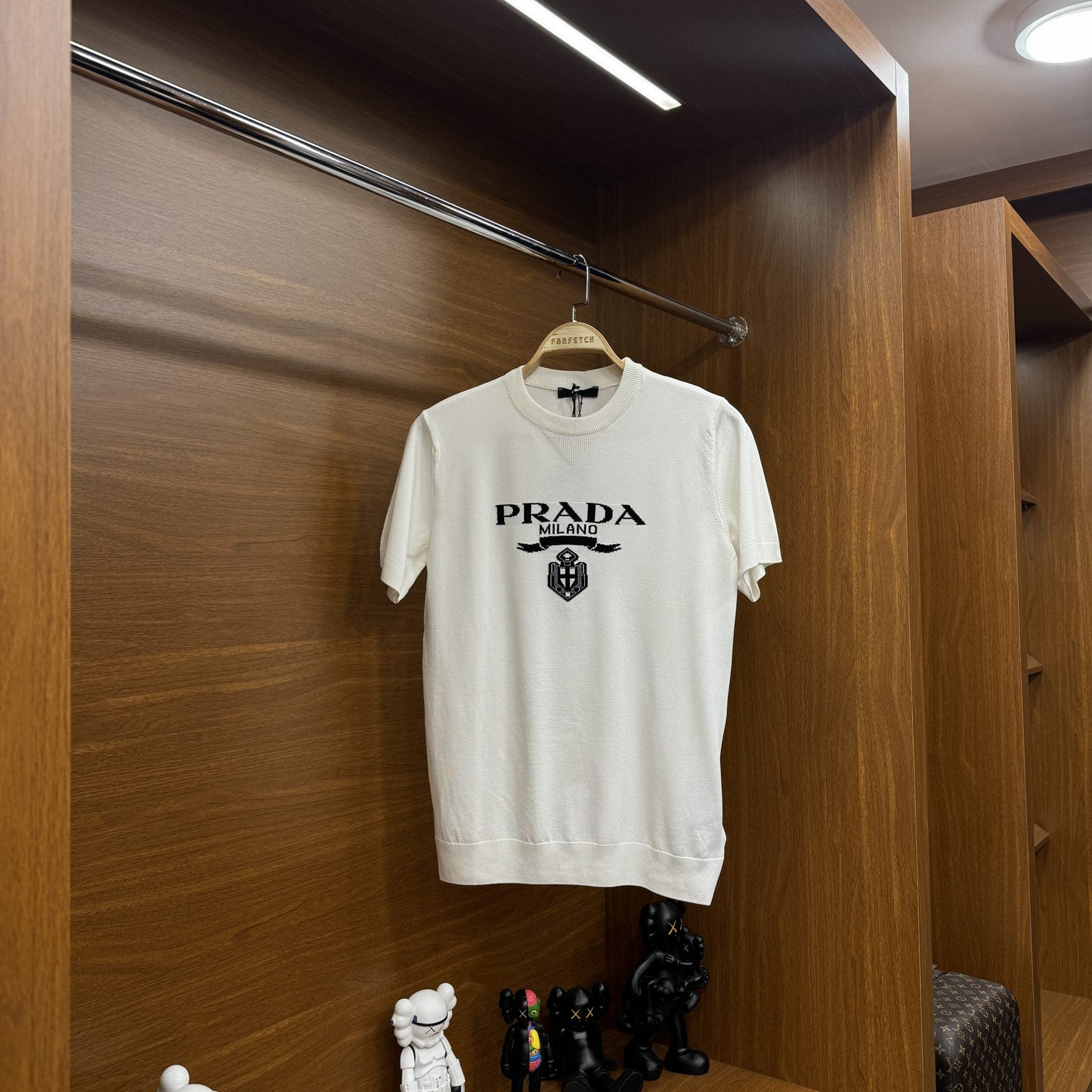 Pr!da Örme Triko T-SH!rt Beyaz