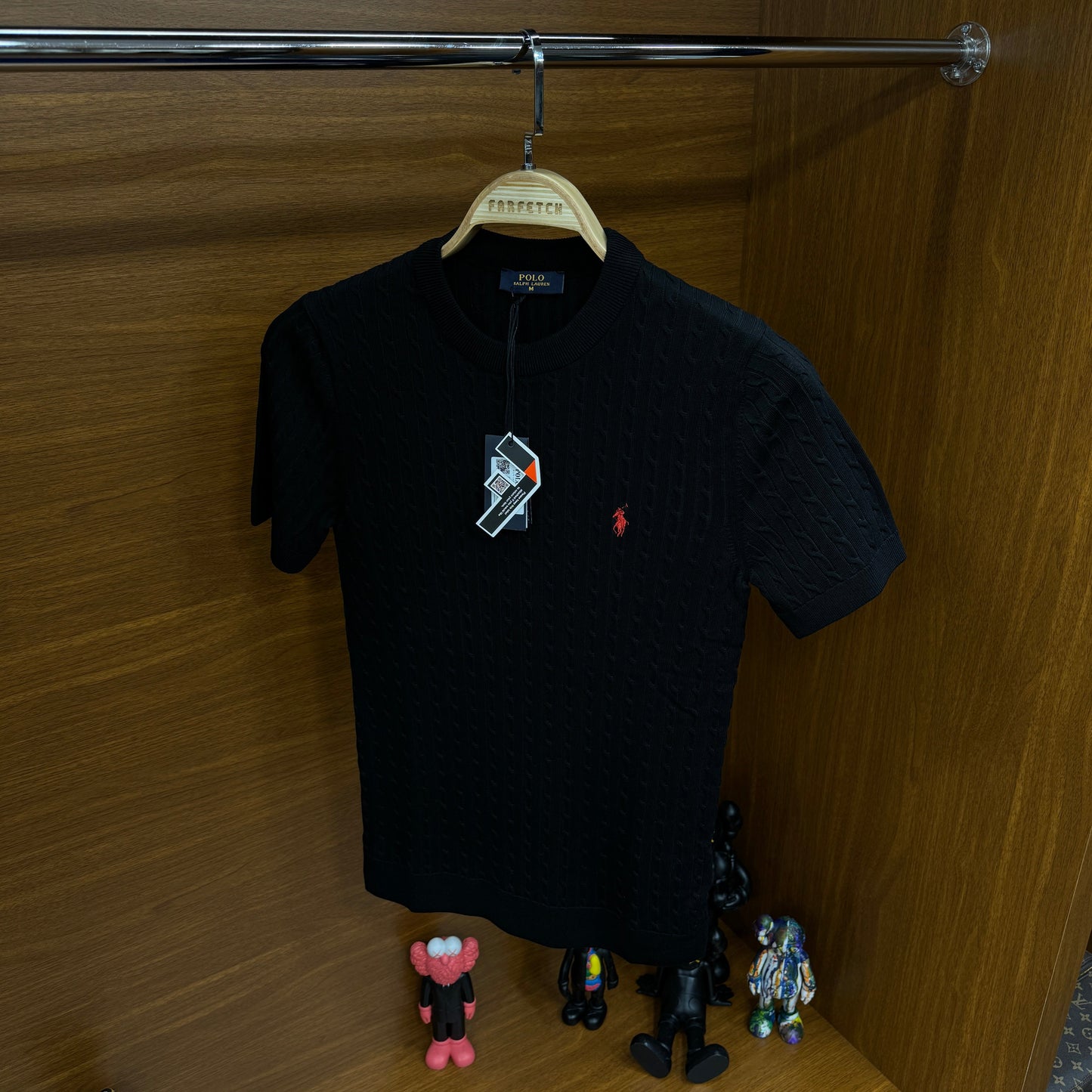 Po!o Ralph Lauren BisiK!et Yaka Örme Triko T-SH!rt Siyah