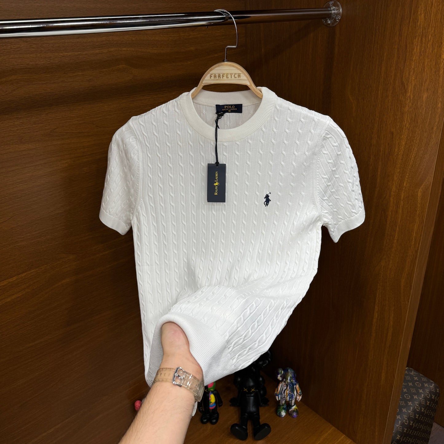 Po!o Ralph Lauren BisiK!et Yaka Örme Triko T-SH!rt Beyaz