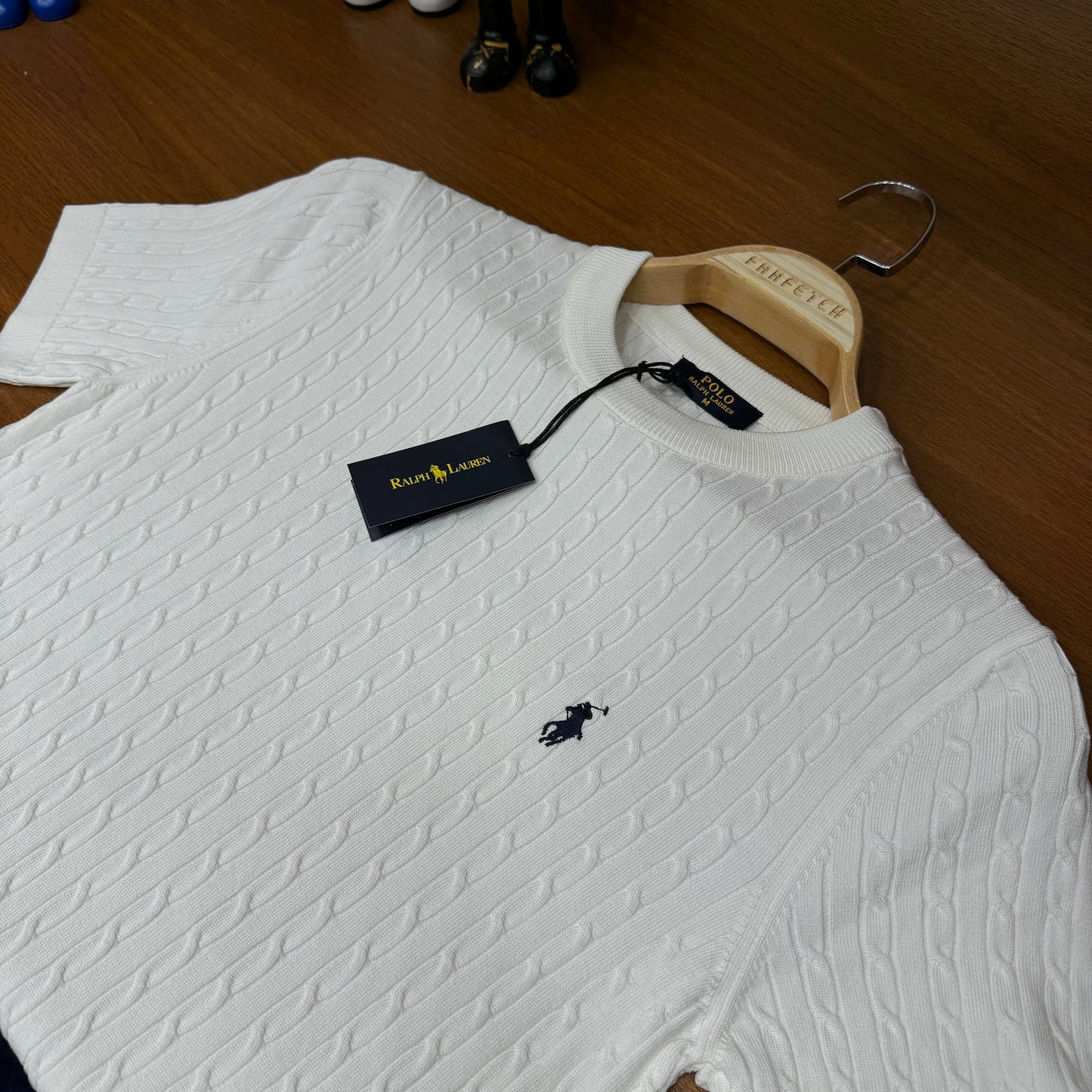 Po!o Ralph Lauren BisiK!et Yaka Örme Triko T-SH!rt Beyaz