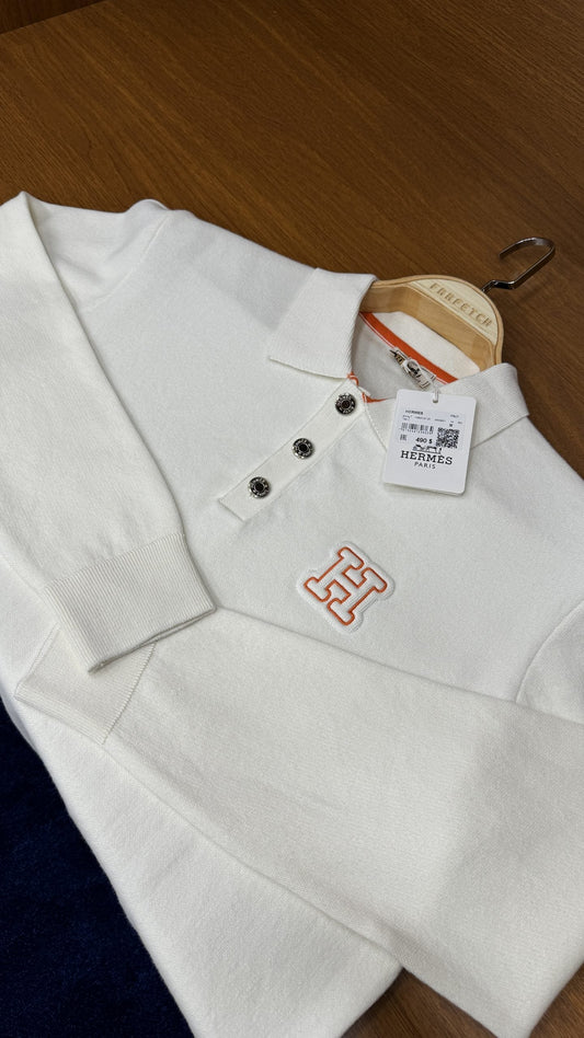 He!mes Çift Örme Triko Beyaz