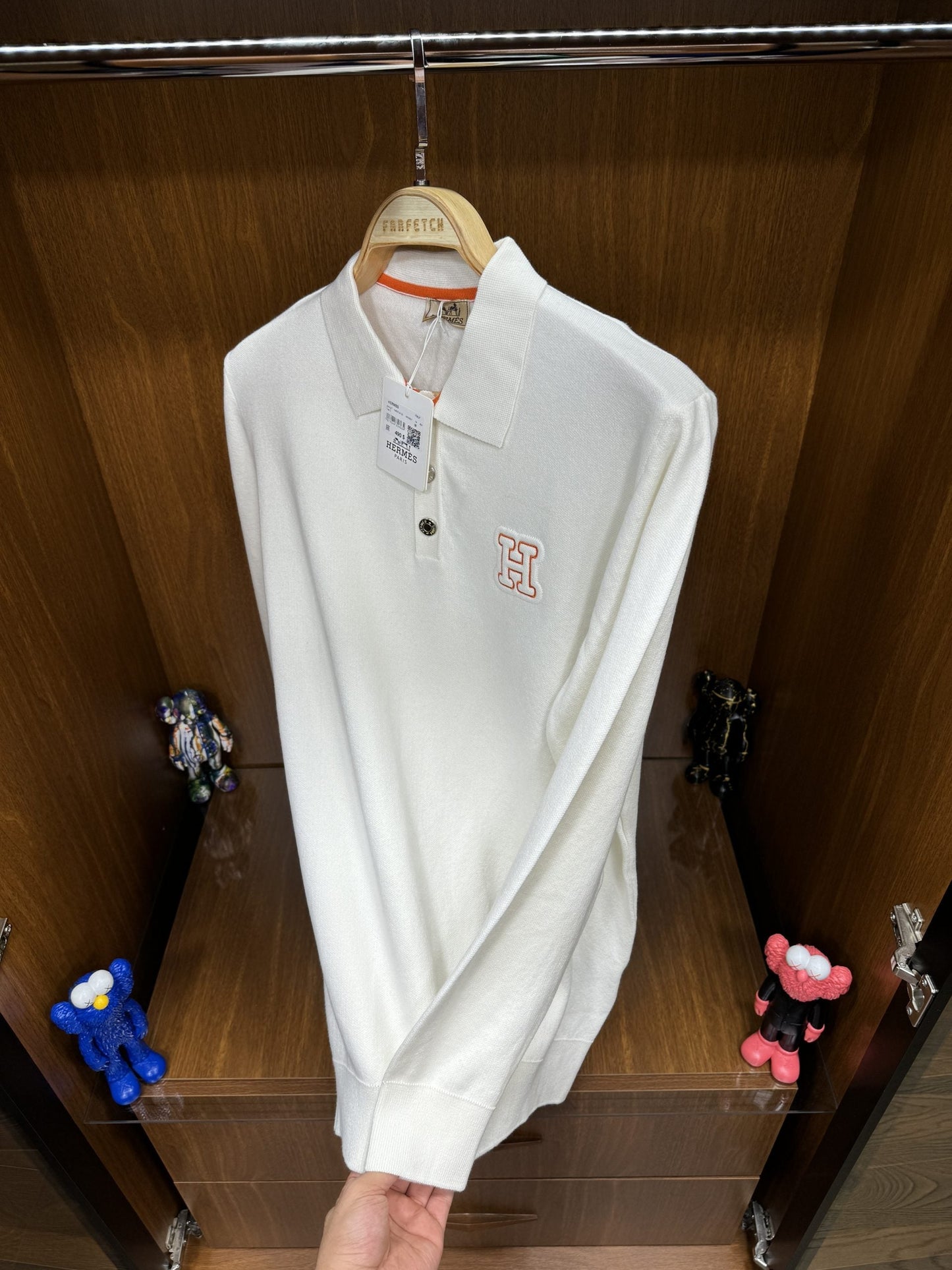 He!mes Çift Örme Triko Beyaz