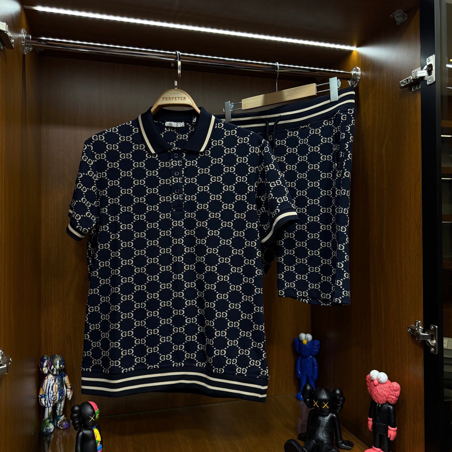 Gucci Yakalı Şortlu Takım Lacivert