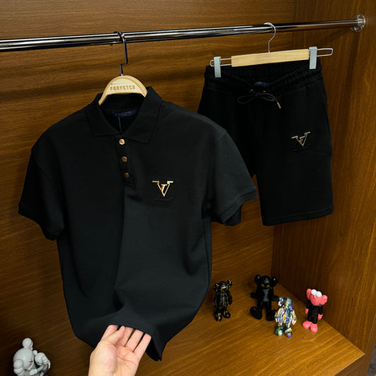 Louis Vuitton Yakalı Şortlu Takım Siyah