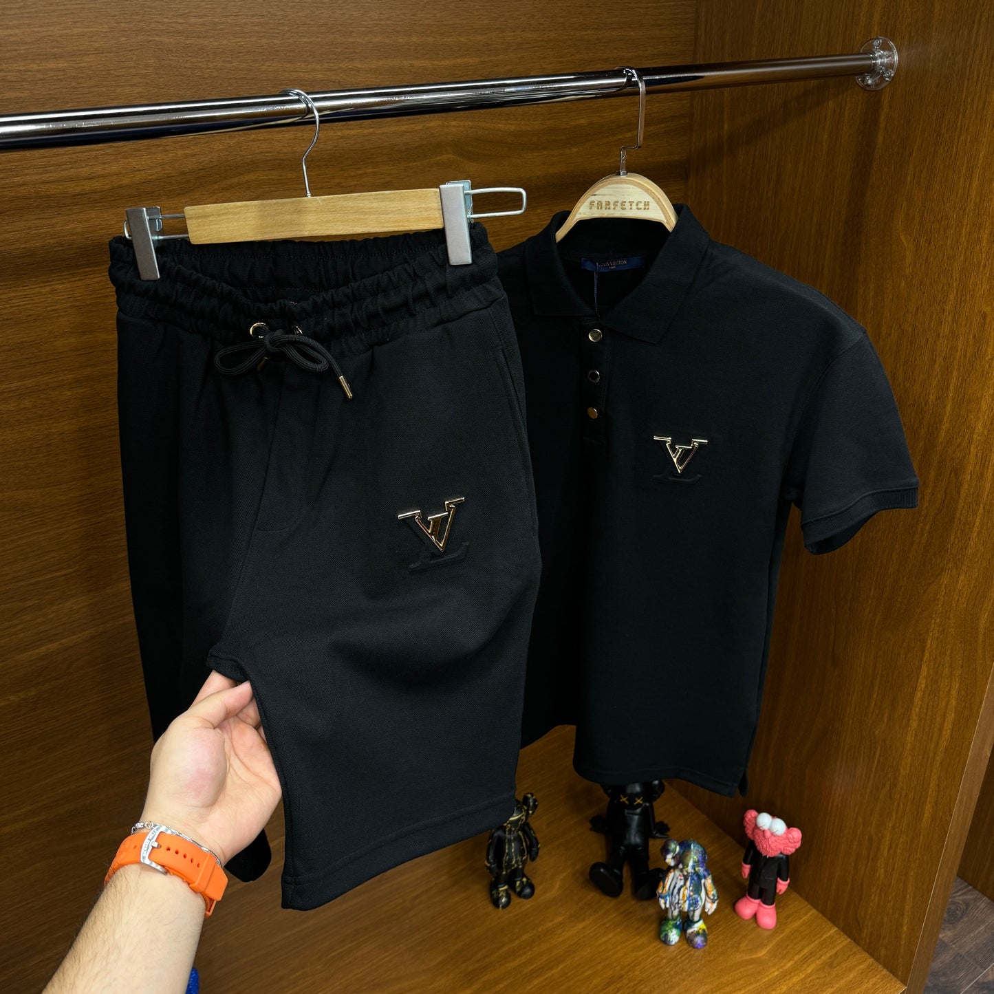 Louis Vuitton Yakalı Şortlu Takım Siyah