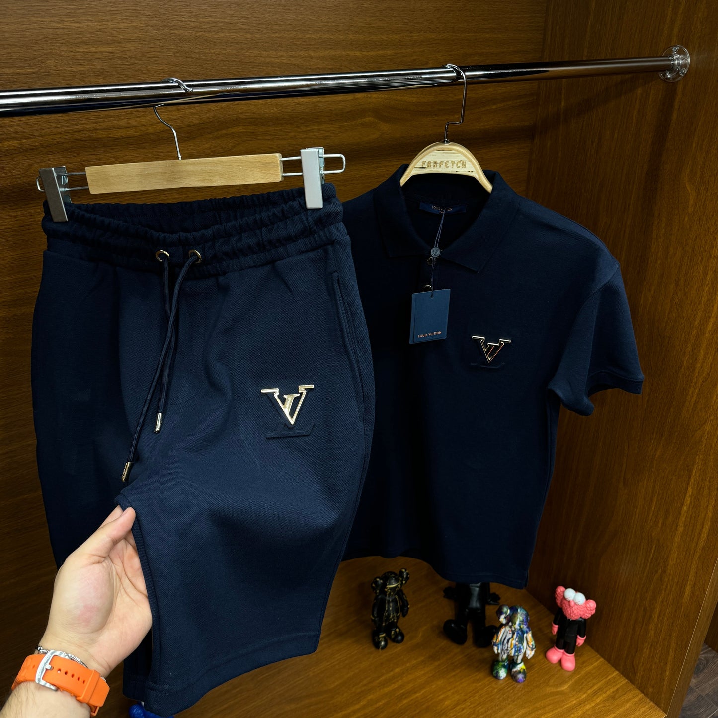 Louis Vuitton Yakalı Şortlu Takım Lacivert