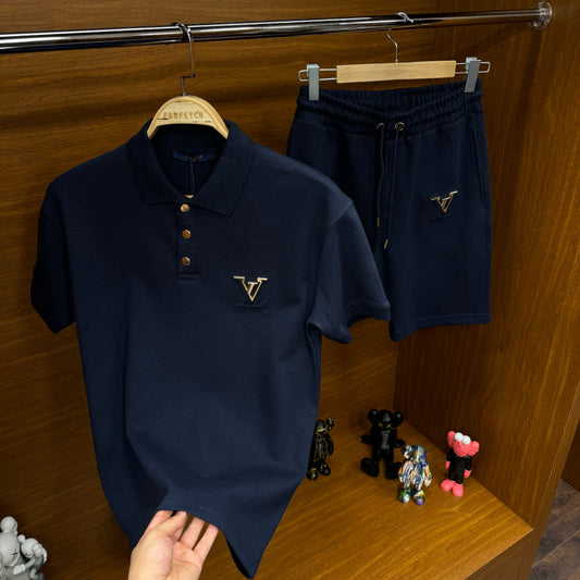 Louis Vuitton Yakalı Şortlu Takım Lacivert