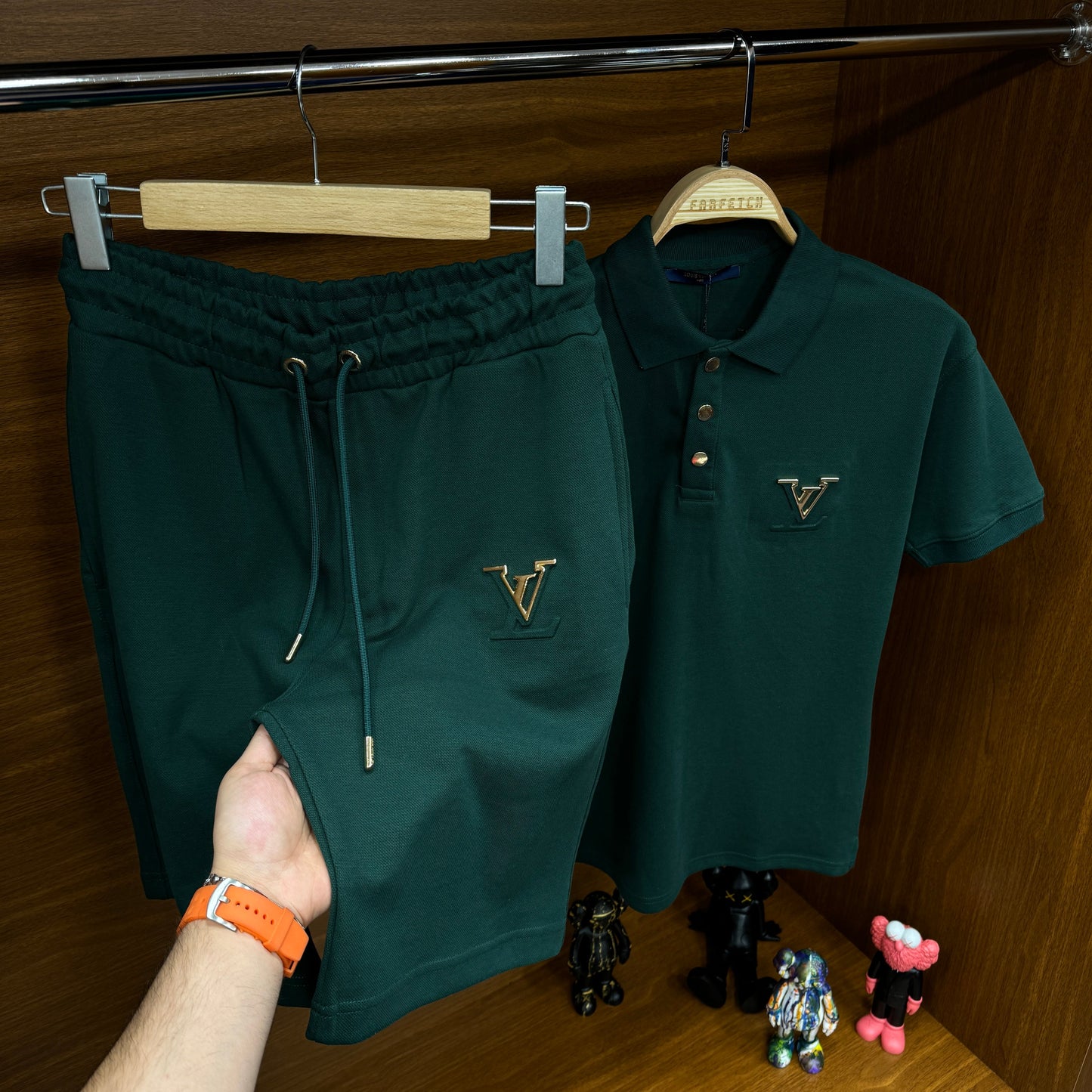 Louis Vuitton Yakalı Şortlu Takım Yeşil