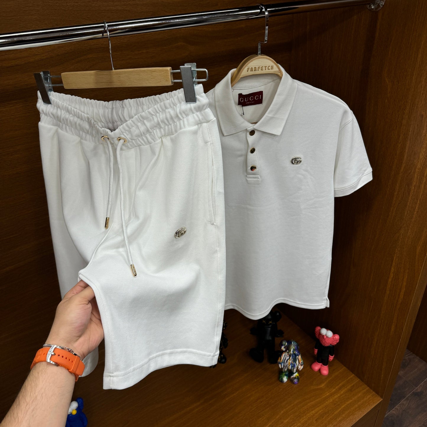 Gucci Yakalı şortlu Takım Beyaz