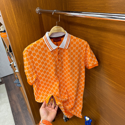 Gucci Turuncu Polo Yaka Beyaz