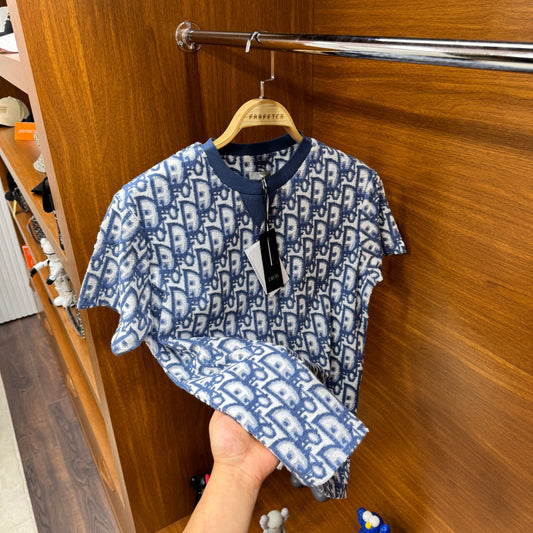 Dior Örme Triko T-SH!rt Gri Mavi