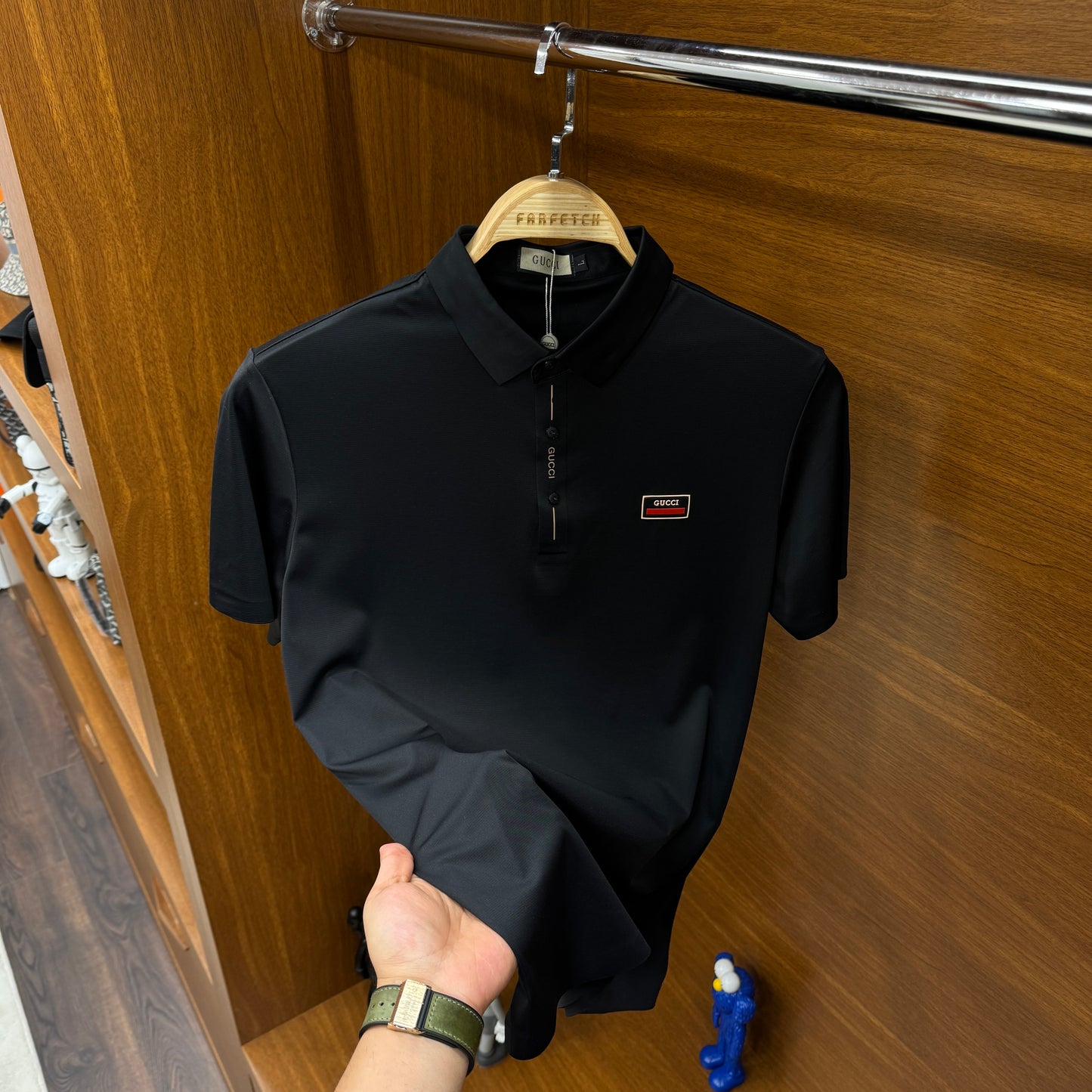 Gucci  İthal Yakalı Siyah T-Shirt
